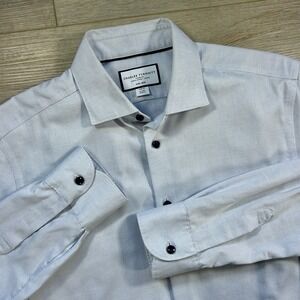 Charles Tyrwhitt Slim Fit Men's 16/34 White Non-Iron Dot Stretch Texture